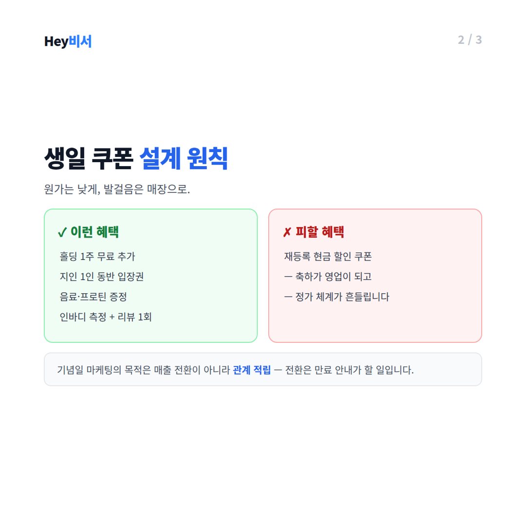 생일 쿠폰 설계 — 원가 낮고 발걸음 부르는 혜택